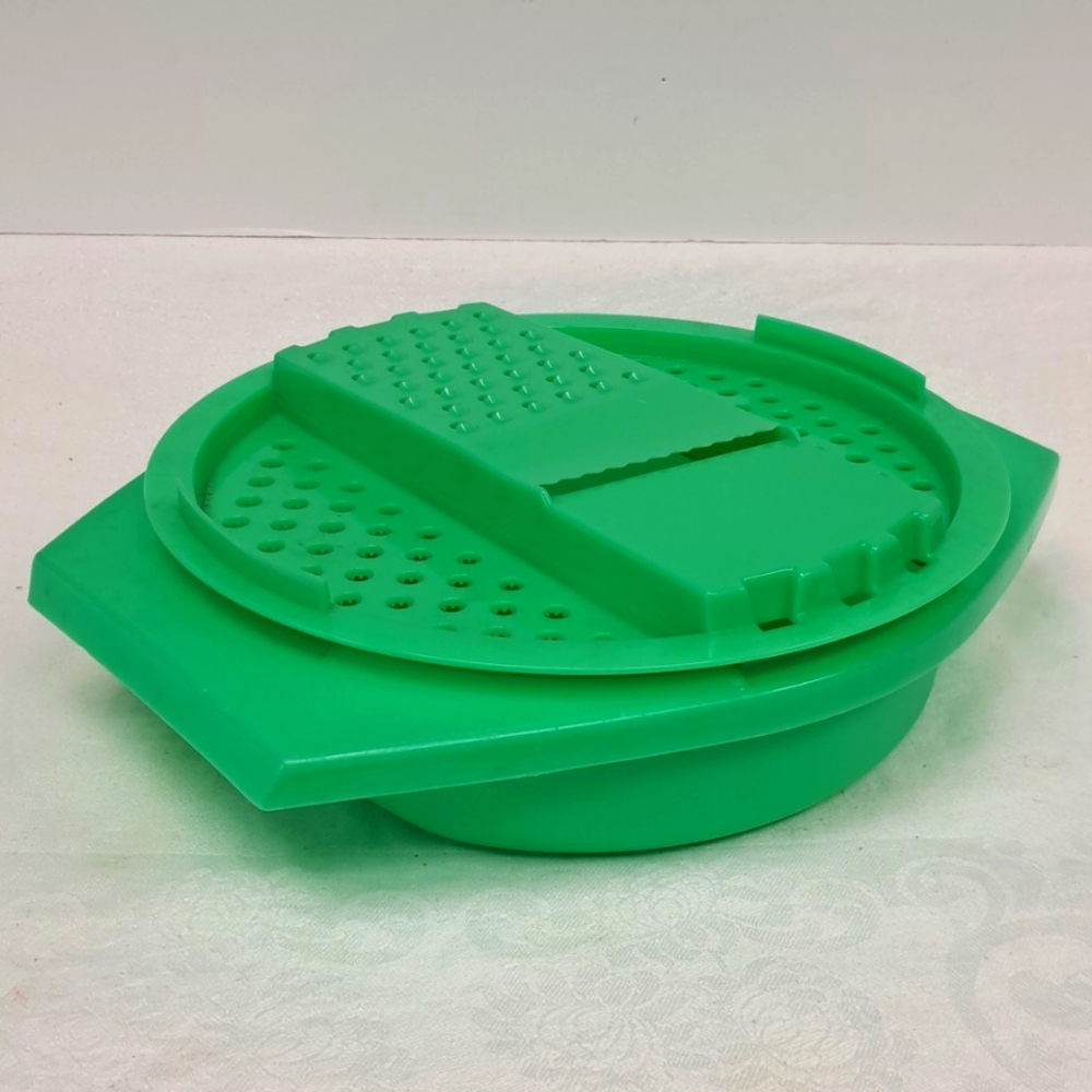 Vintage jadeite green TUPPERWARE cheese and veggie grater with catch bowl